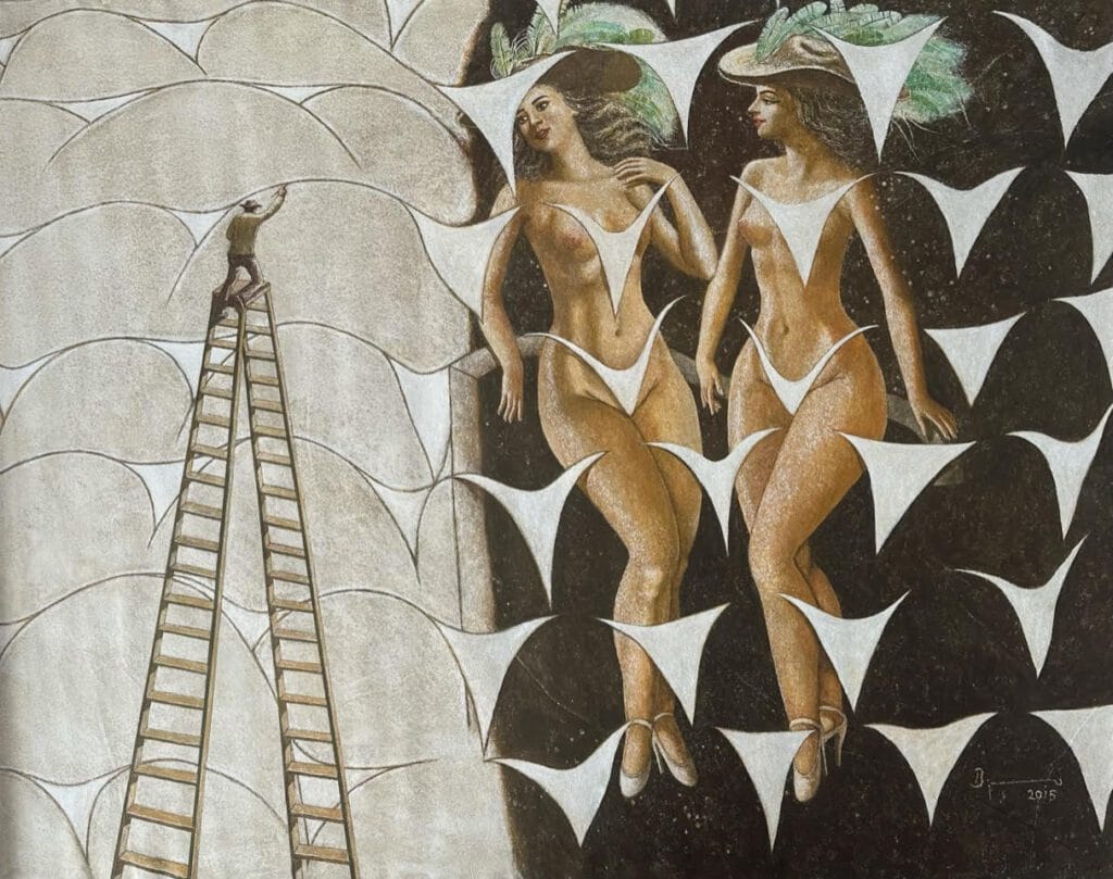 Agustin bejarano 156 x 200 cm Acrilico sobre lienzo Paisaje con rios Año 2015